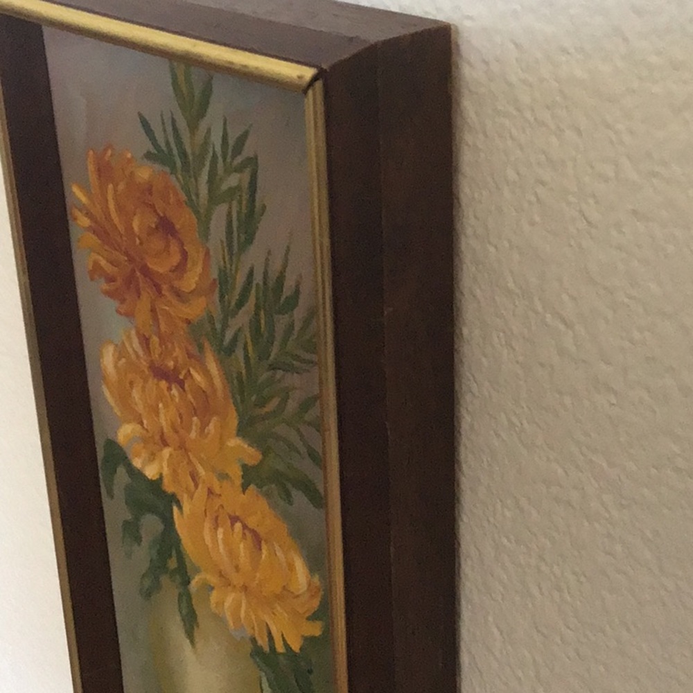 Vintage floral framed singed oil painting. - Picture 6 of 11